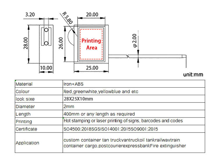 Container-Drahtplombe Container wire seal