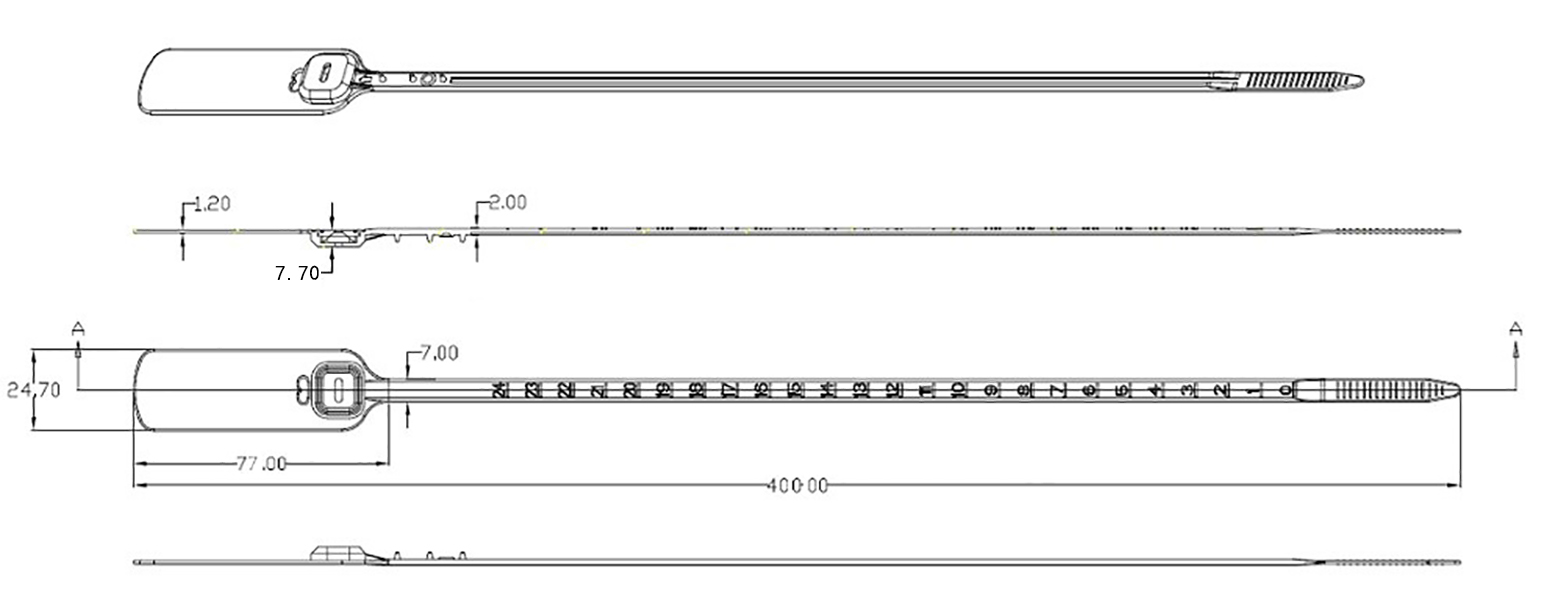 Sicherheitsplombenschloss aus Kunststoff Sicherheitsplombenschloss aus Kunststoff